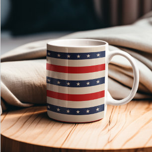 Patriotic Flagga Stil Rand Kaffemugg