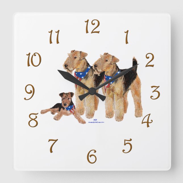 Patriotic Flagga Trio Fyrkantig Klocka (Framsida)