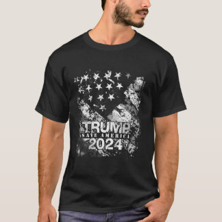 Patriotic Flagga Trump 2024 USA Spara America T Shirt