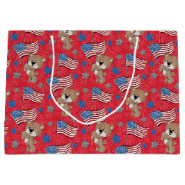 Patriotic Flagga Wave Bear Gift Bag