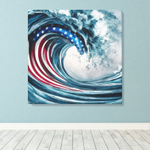 Patriotic Flagga Wave Canvastryck