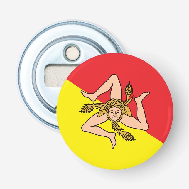 Patriotic flaska-öppnare med Flagga av Sicilien, I Flasköppnare (Framsidan)