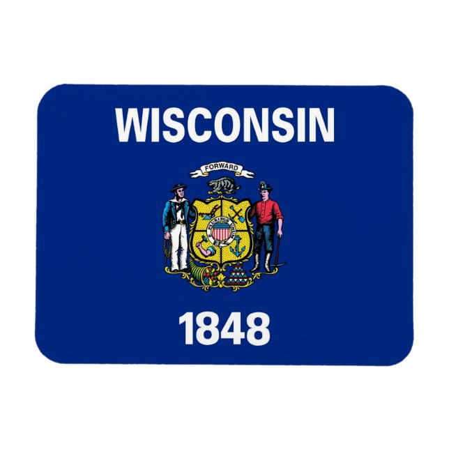 Patriotic Flenet Magnet, Wisconsin Statlig flagga Magnet (Horisontell)