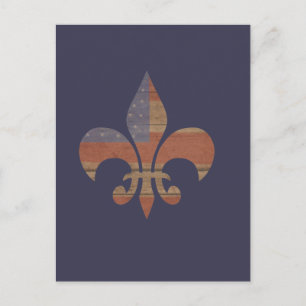 Patriotic Fleur De Lis Vykort