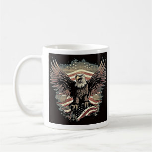 Patriotic Flies Örn USA flagga Coffee Mugg