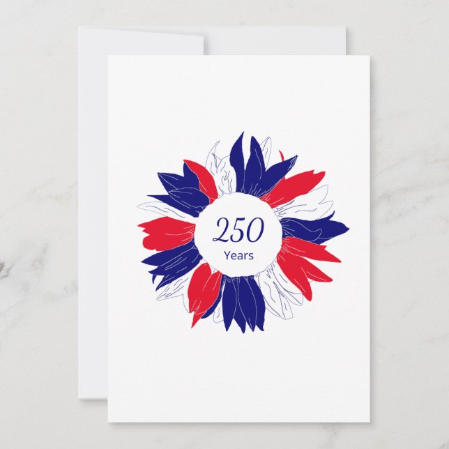 Patriotic Floral 4th of July USA 250 Anniversary Julkort (Framsida)