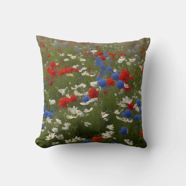 Patriotic Floral Throw Pillow Kudde (Framsida)