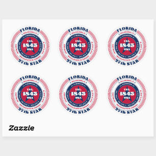 Patriotic Florida Circle Design Sticker Runt Klistermärke
