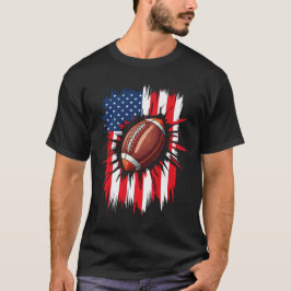 Patriotic Football 4:e juli amerikanska Flagga T Shirt