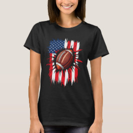 Patriotic Football 4:e juli amerikanska Flagga T Shirt