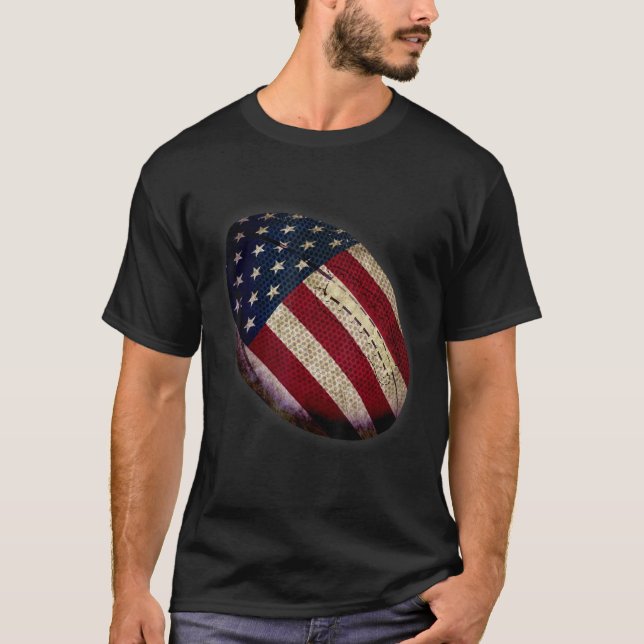 Patriotic Football 4:e juli Manar USA American Fl T Shirt (Framsida)