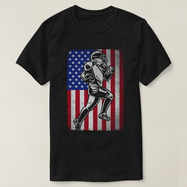 Patriotic Football Älskare 4:e juli amerikanska Fl T Shirt (Design framsida)