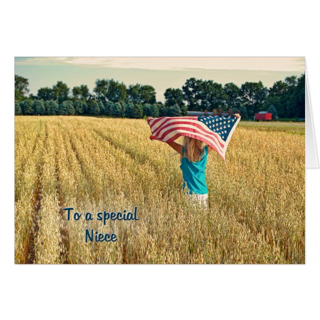 Patriotic for Niece Hälsningskort (Framsidan Horizontal)