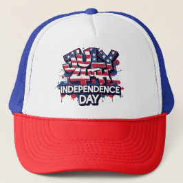 Patriotic Fourth July Graffiti Flag Trucker Hat Keps