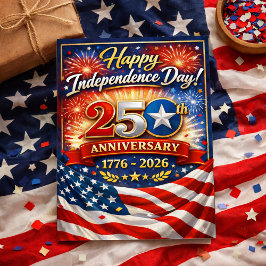 Patriotic Fourth of July 250th Anniversary Helgkort