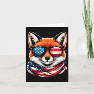 Patriotic Fox USA American Flagga Sungles 4:e Jul Kort