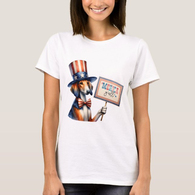 Patriotic Foxhound 'Merica Y'all T Shirt (Framsida)