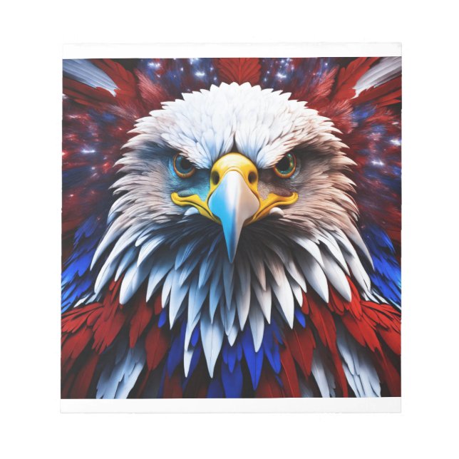 Patriotic Fractal Eagles Tee Anteckningsblock (Framsida)