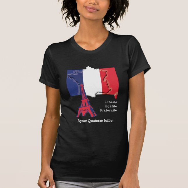 Patriotic Fransk BASTILLE DAY T Shirt (Framsida)