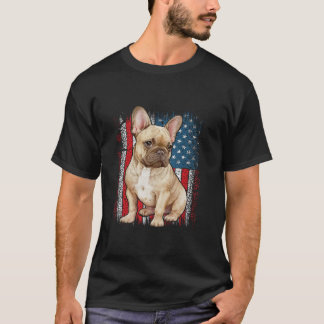 Patriotic fransk bulldog AMERICAN FLAGGA 4 juli T Shirt