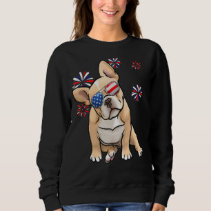 Patriotic Fransk Bulldog Hund American USA flagga T Shirt