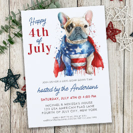 Patriotic Fransk Bulldog Hund USA flagga 4 juli Inbjudningar