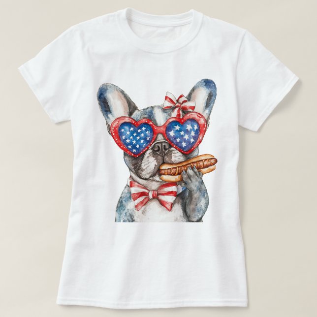 Patriotic Fransk Bulldog T Shirt (Design framsida)