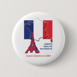 Patriotic Fransk Flagga BASTILLE DAY Knapp