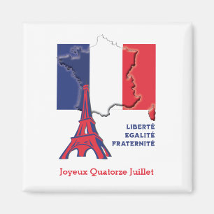 Patriotic Fransk Flagga BASTILLE DAY Magnet