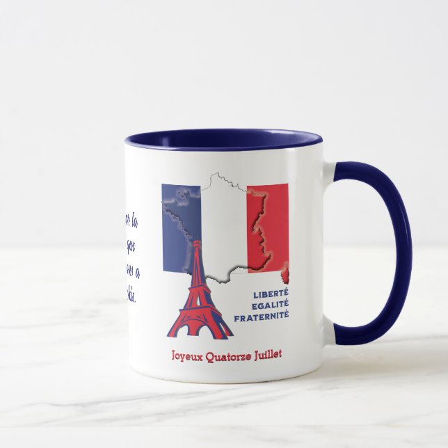 Patriotic Fransk Flagga BASTILLE DAY Mugg (Höger)