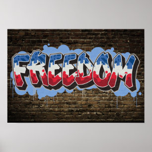 Patriotic Freedom Graffiti Poster