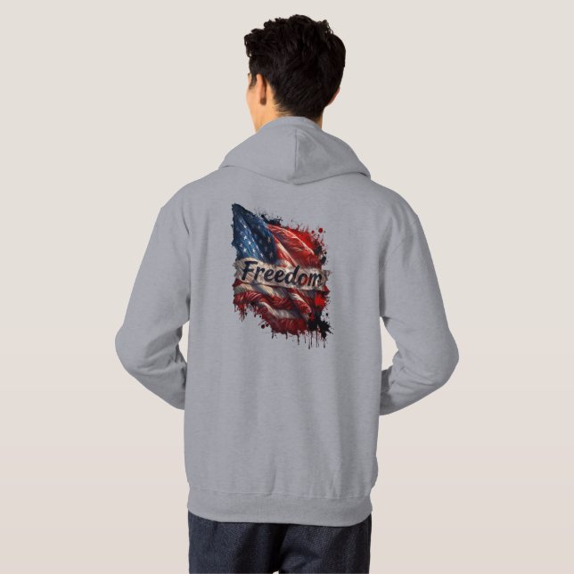 Patriotic "Freedom" Hoodie with "Navy" on Pocket (Hel baksida)