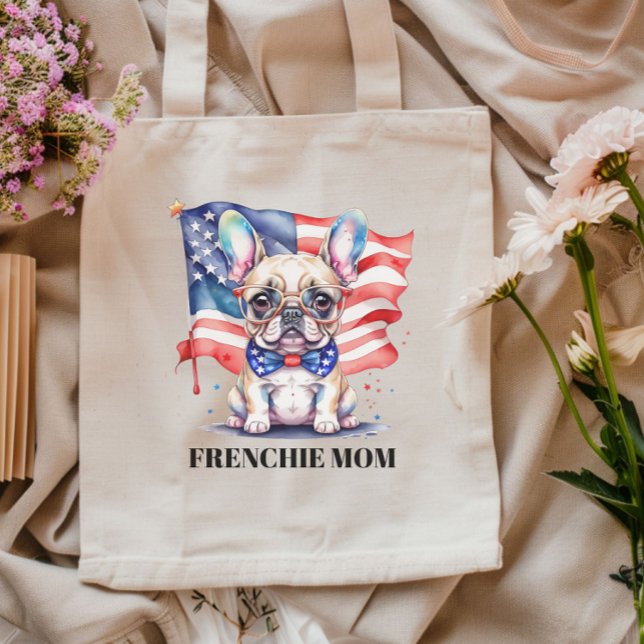 Patriotic French bulldog frenchie mom Tygkasse (Skapare uppladdad)
