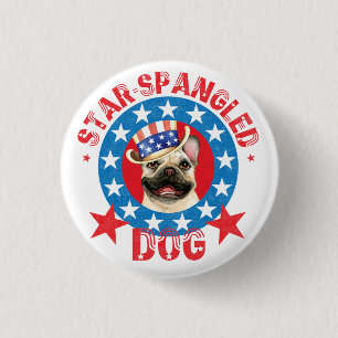 Patriotic Frenchie Button Knapp