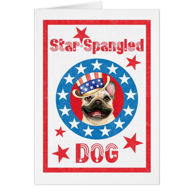 Patriotic Frenchie Card Hälsningskort (Framsidan)