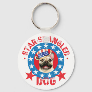 Patriotic Frenchie Keychain Nyckelring