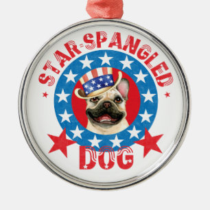 Patriotic Frenchie Metall Ornament