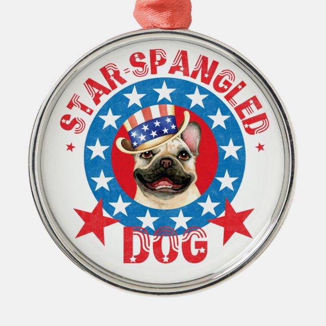 Patriotic Frenchie Metall Ornament (Framsidan)