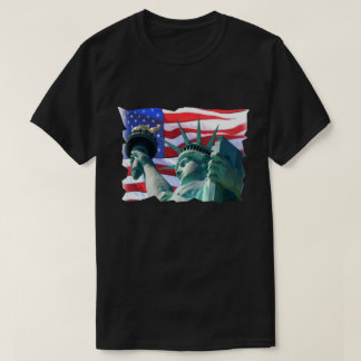 Patriotic Frihetsgudinnan Wave Flagga USA T Shirt