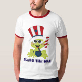 Patriotic Frog Bless USA juli Fjärde t-shirt