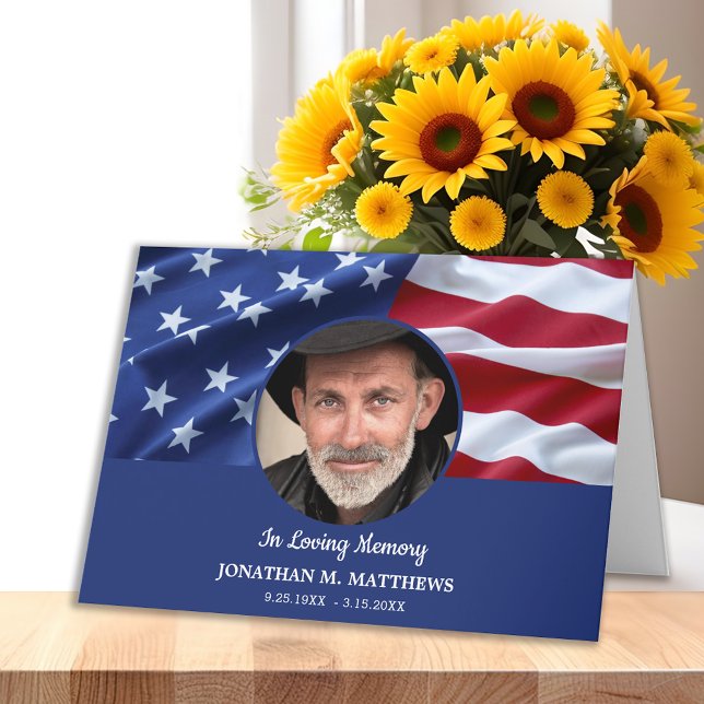 Patriotic Funeral American Flagga Photo Memorial Tack Kort (Skapare uppladdad)