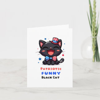 Patriotic Funny Black Cat Card Kort