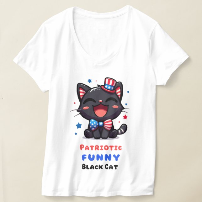 Patriotic Funny Black Cat Shirt for 4th July T (Laydown)