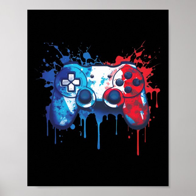 Patriotic Gamer - Rött vitt blått 4:e juli-video Poster (Framsidan)