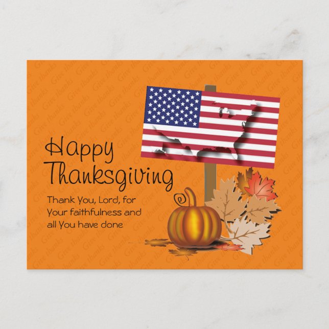 Patriotic | Ge tack | AMERIKANSK THANKSGIVING Vykort (Framsida)