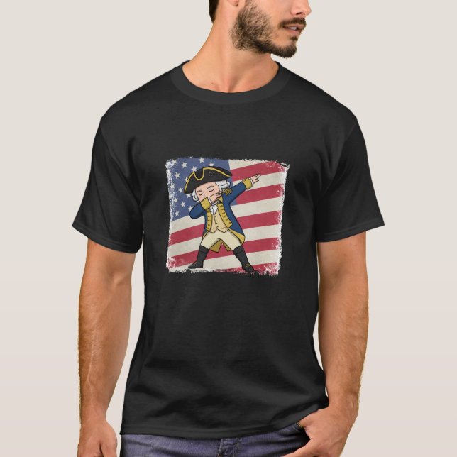 Patriotic George Washington Dabbing Dab Dance 4:e T Shirt (Framsida)