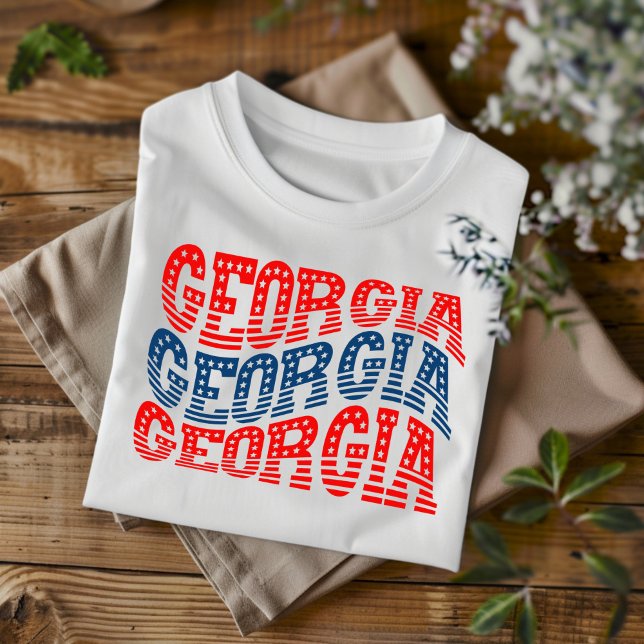 Patriotic Georgia Red and Blue Boho T-Shirt (Skapare uppladdad)