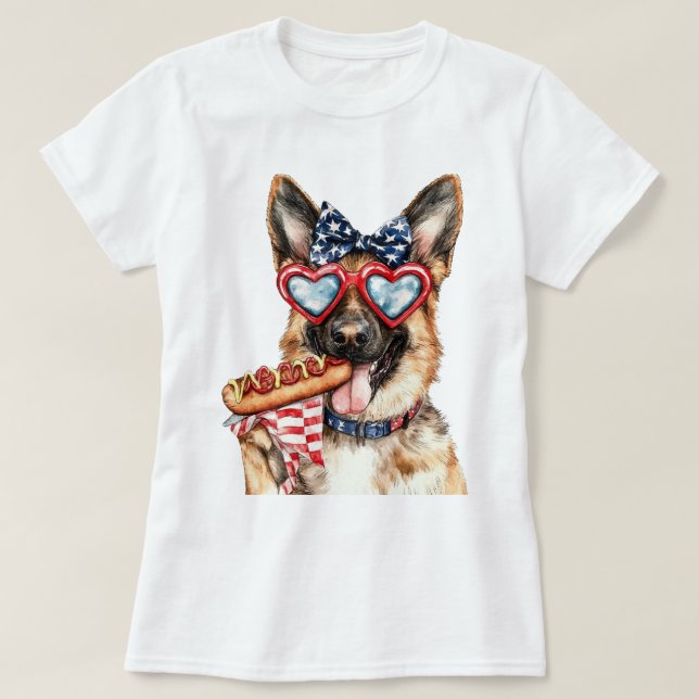 Patriotic German Shephard T Shirt (Design framsida)