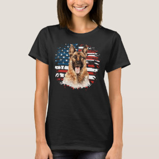 Patriotic German Shepherd America Flagga T Shirt