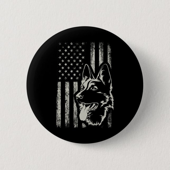 Patriotic German Shepherd American Flag 4th Of Jul Knapp (Framsida)